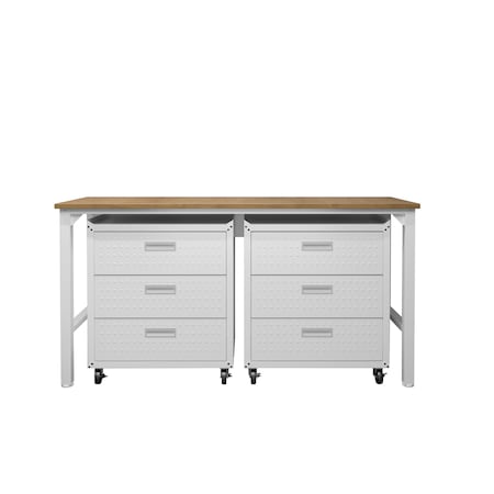 Manhattan Comfort 3-Piece Fortress Mobile Space-Saving Garage Cabinet and Worktable 6.0 19GMC-WH